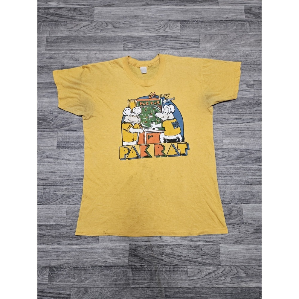 Vintage 80's Pac Rat Rare Video Game T-shirt Size M/L USA Atari Pac-man Arcade
